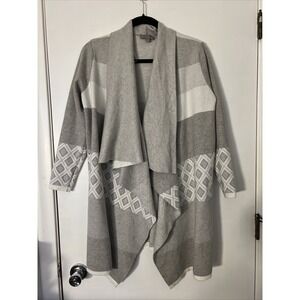 Evolution By Cyrus Open Front Drape Western Cardigan Gray Size Large